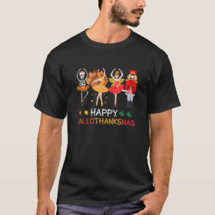 Happy Hallothanksmas Ballet Skeleton Dancing Hallo T-Shirt