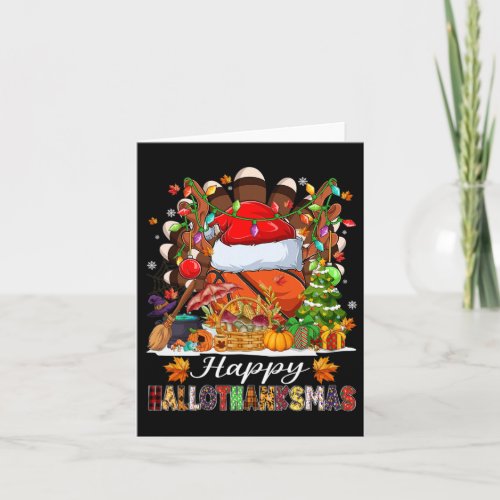 Happy Hallothanksmas Basketball Halloween Thanksgi Card