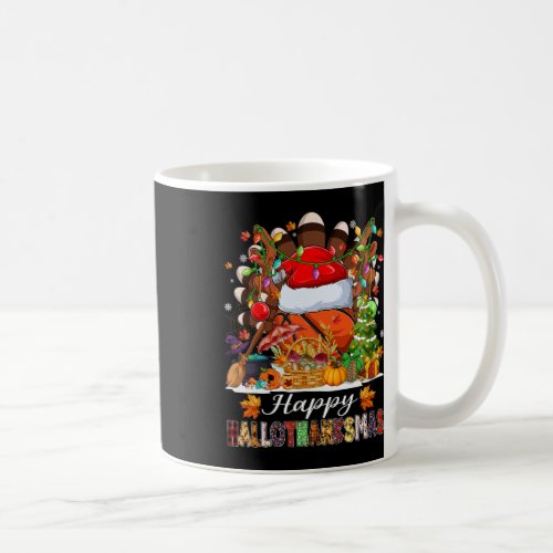 Happy Hallothanksmas Basketball Halloween Thanksgi Coffee Mug