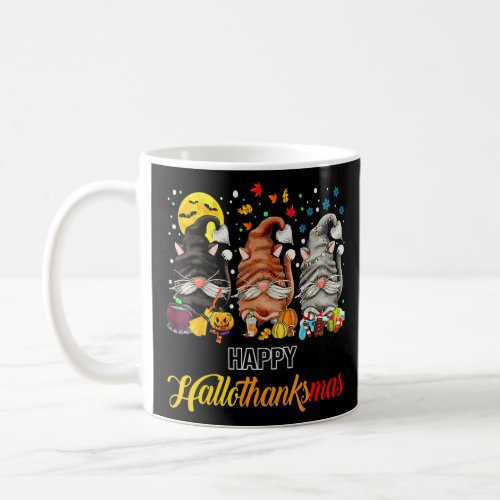 Happy Hallothanksmas Cat Gnomes   Cat   T_Shirt Coffee Mug