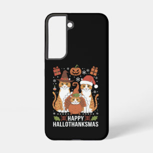 Happy Hallothanksmas Cats Halloween Christmas  Samsung Galaxy S22 Case