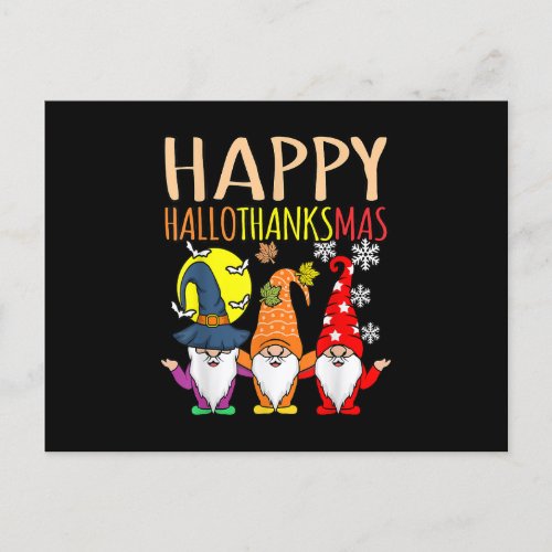 Happy Hallothanksmas Christmas Halloween Thanksgiv Postcard