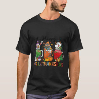 Happy Hallothanksmas Coffee Nurse Halloween Thanks T-Shirt