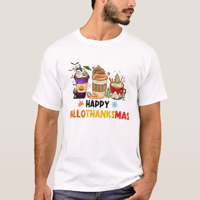 Happy Hallothanksmas Coffee T-Shirt (Front)