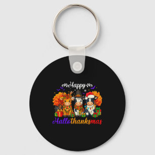 Happy Hallothanksmas Cows For Farmer Keychain