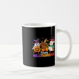 Happy Hallothanksmas Cute Ghost Halloween Thanksgi Coffee Mug