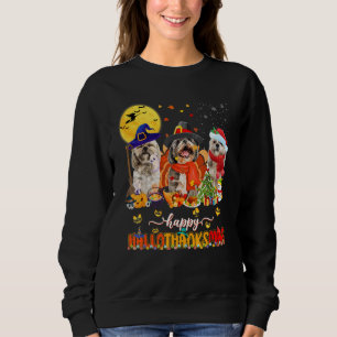 Happy Hallothanksmas Cute Shih Tzu Wizard Hat Turk Sweatshirt