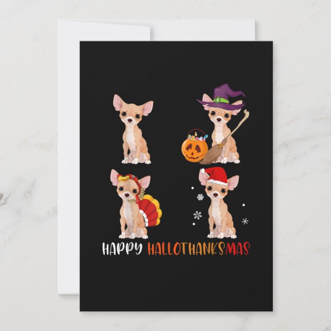 Happy Hallothanksmas Cute Witch Turkey Santa Announcement (Front)