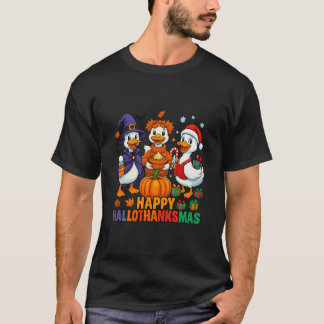 Happy Hallothanksmas Duck Halloween Thanksgiving C T-Shirt