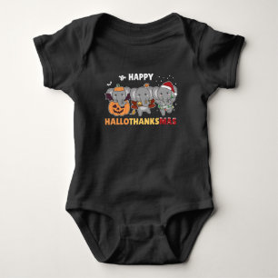 Happy Hallothanksmas Elephant Christmas Elephant Baby Bodysuit