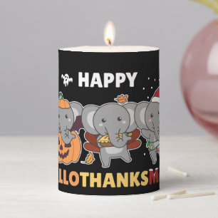 Happy Hallothanksmas Elephant Christmas Elephant P Pillar Candle