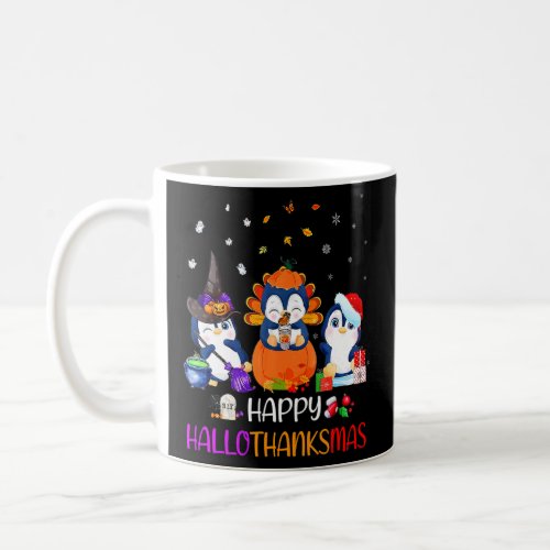 Happy HalloThanksMas Fall Pumpkin  Penguin  Coffee Mug