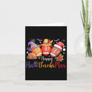 Happy Hallothanksmas Football Halloween Thanksgivi Card