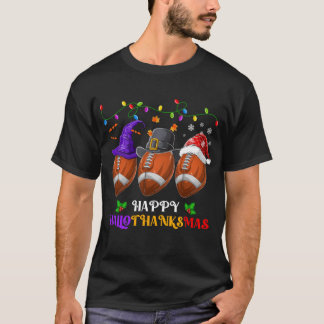 Happy HalloThanksMas Football T-Shirt