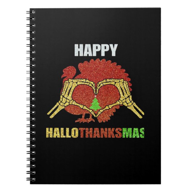 Happy Hallothanksmas Fun Holiday Season Mashup Notebook (Front)