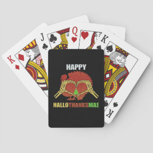 Happy Hallothanksmas Fun Holiday Season Mashup Poker Cards