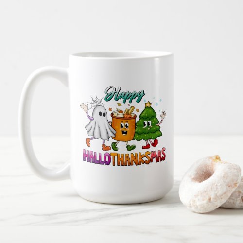 Happy HalloThanksMas Funny Coffee Mug