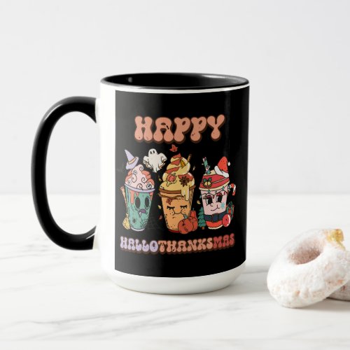 Happy HalloThanksMas Funny Dark Mug
