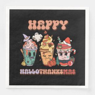 Happy HalloThanksMas Funny Dark Paper Dinner Napkins