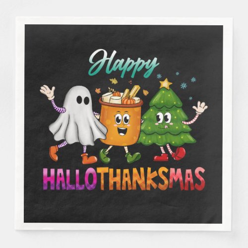 Happy HalloThanksMas Funny Dark Paper Dinner Napkins