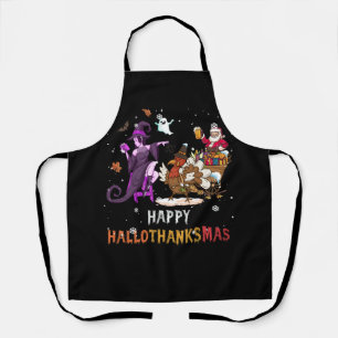 Happy Hallothanksmas Funny Halloween Thanksgiving  Apron