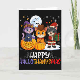 Happy Hallothanksmas Funny Halloween Thanksgiving  Card