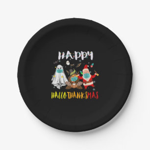 Happy Hallothanksmas Funny Halloween Thanksgiving Paper Plates