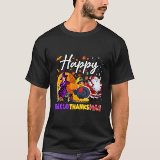 Happy Hallothanksmas Funny Halloween Thanksgiving T-Shirt
