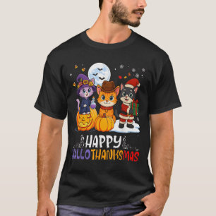 Happy Hallothanksmas Funny Halloween Thanksgiving T-Shirt