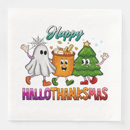 Happy HalloThanksMas Funny Paper Dinner Napkins