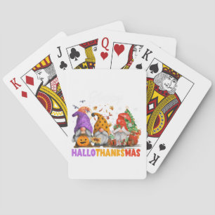 Happy Hallothanksmas Gnome Halloween Thanksgiving Poker Cards