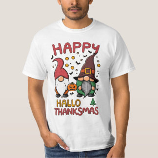 Happy Hallothanksmas Gnome Halloween Thanksgiving T-Shirt