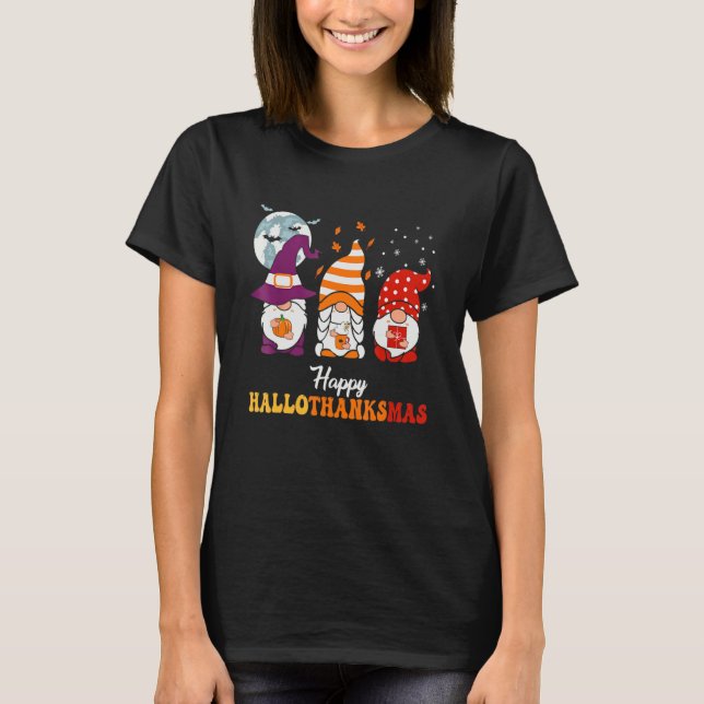 Happy Hallothanksmas Gnomes 3 T-Shirt (Front)
