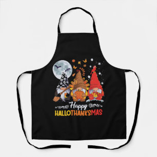 Happy Hallothanksmas Gnomes Halloween Thanksgiving Apron