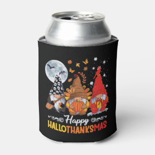 Happy Hallothanksmas Gnomes Halloween Thanksgiving Can Cooler