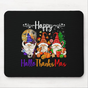 Happy Hallothanksmas Gnomes Halloween Thanksgiving Mouse Pad