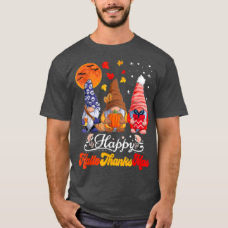 Happy Hallothanksmas Gnomes Halloween Thanksgiving T-Shirt