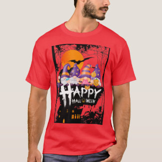 Happy HalloThanksMas Gnomes, HauntedHouse Bats Moo T-Shirt