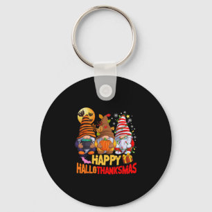 Happy Hallothanksmas Gnomes Lover Halloween Merry Keychain