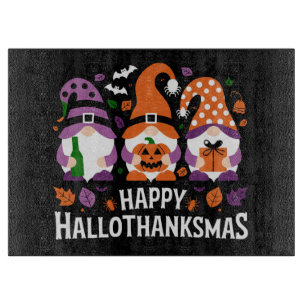 Happy Hallothanksmas Gnomes Lover Merry Christmas Cutting Board