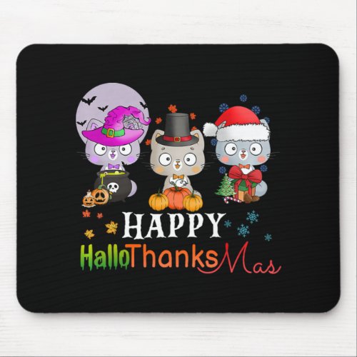 Happy Hallothanksmas _ Halloween Thanksgiving Chri Mouse Pad