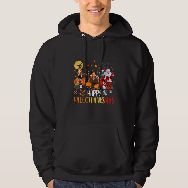 Happy Hallothanksmas  Halloween Thanksgiving Chris Hoodie (Front)