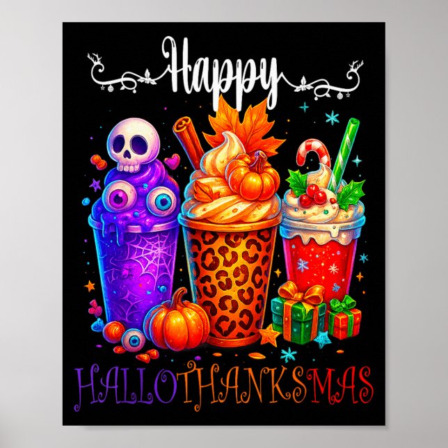 Happy Hallothanksmas Halloween Thanksgiving Christ Poster (Front)