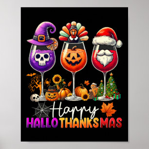 Happy Hallothanksmas Halloween Thanksgiving Christ Poster