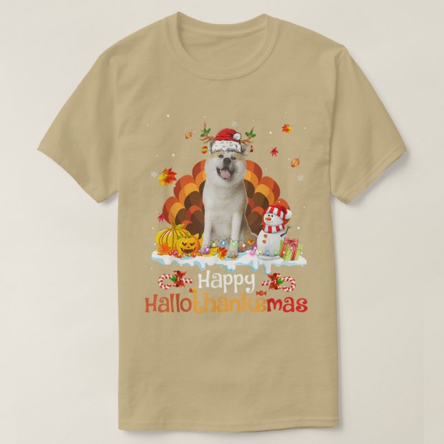 Happy HalloThanksMas Halloween Thanksgiving Christ T-Shirt (Design Front)