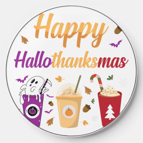 Happy Hallothanksmas Halloween Thanksgiving Christ Wireless Charger