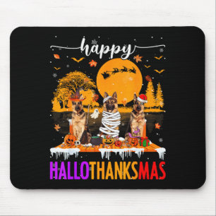 Happy Hallothanksmas Halloween Xmas German Shepher Mouse Pad