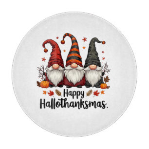 Happy Hallothanksmas Halloween Xmas Gnomes Cutting Board