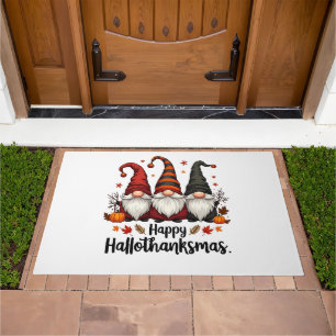 Happy Hallothanksmas Halloween Xmas Gnomes Doormat