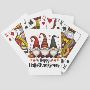 Happy Hallothanksmas Halloween Xmas Gnomes  Poker Cards